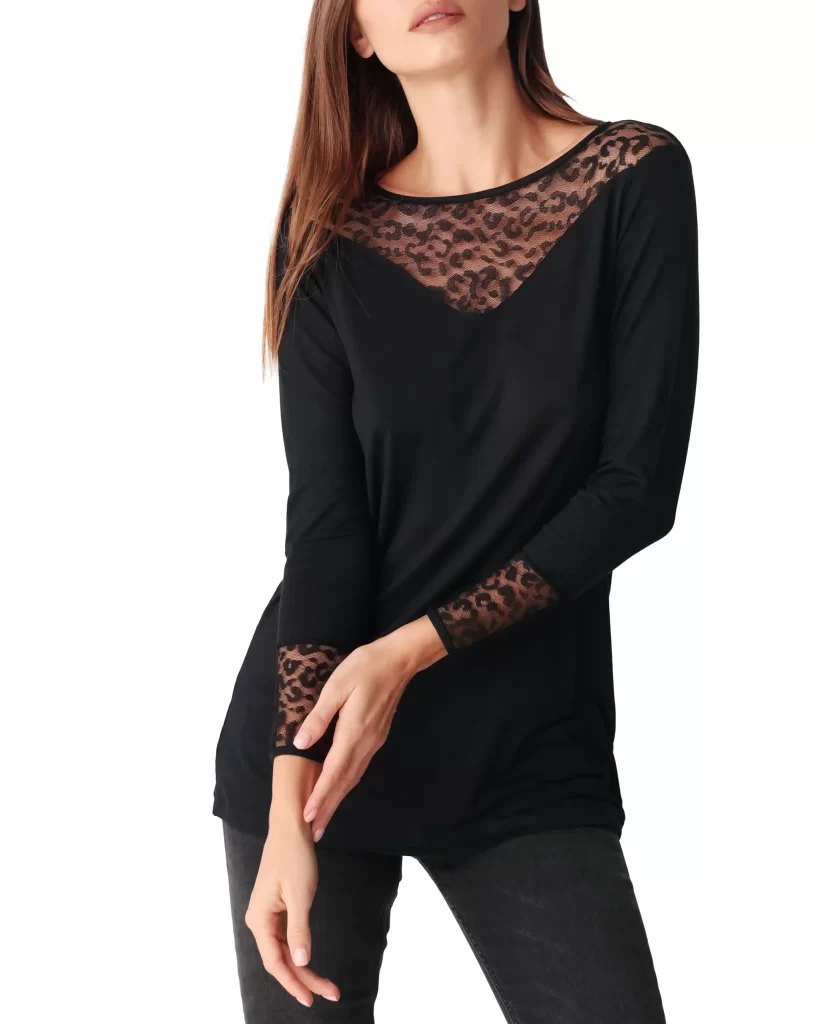 Maglia Sottogiacca Viscosa Animalier nera | Cotonella 478