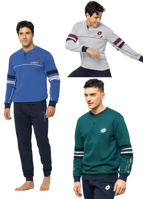 Pigiama Felpato Uomo invernale Lotto collo con bottoni