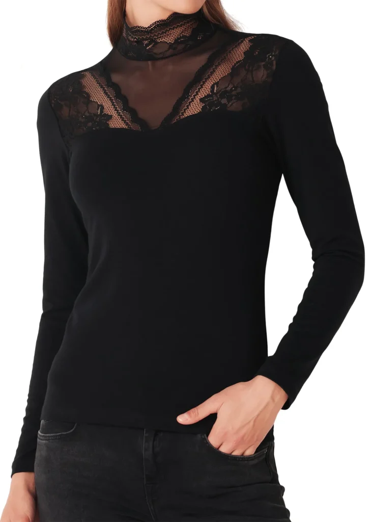 Maglia Lupetto Maniche Lunge Pizzo Cotonella