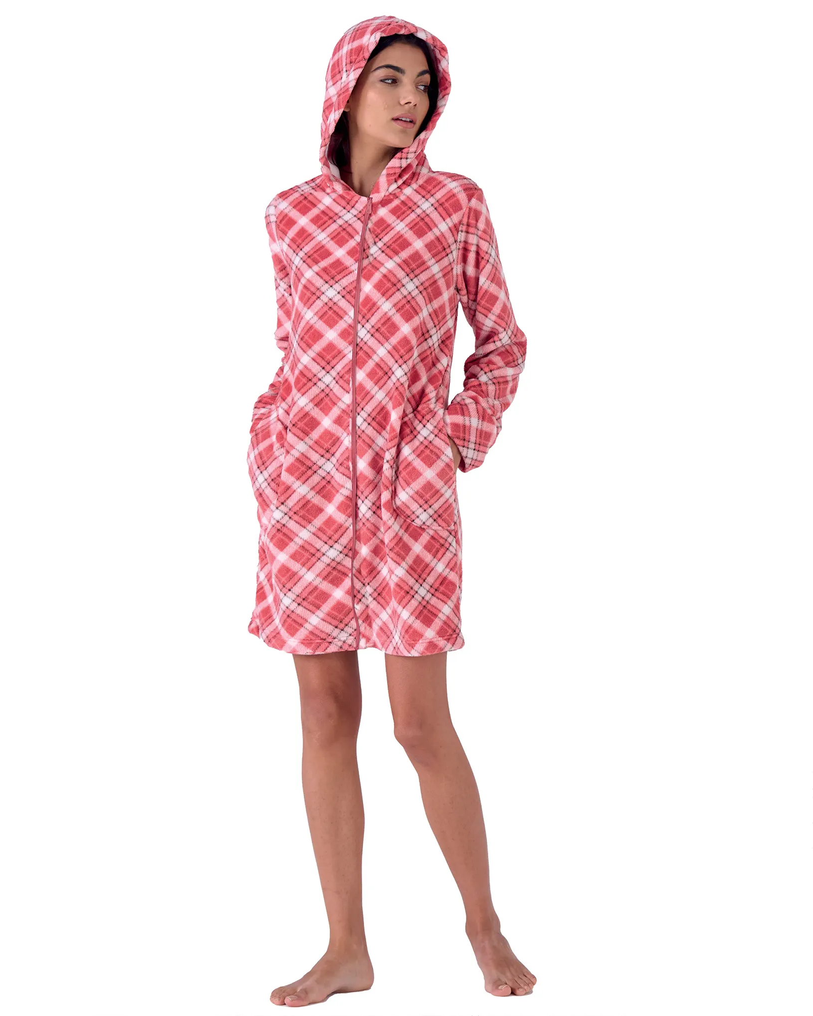 Vestaglia Donna Pile Coral con Cappuccio Pigiamiamoci - immagine 3