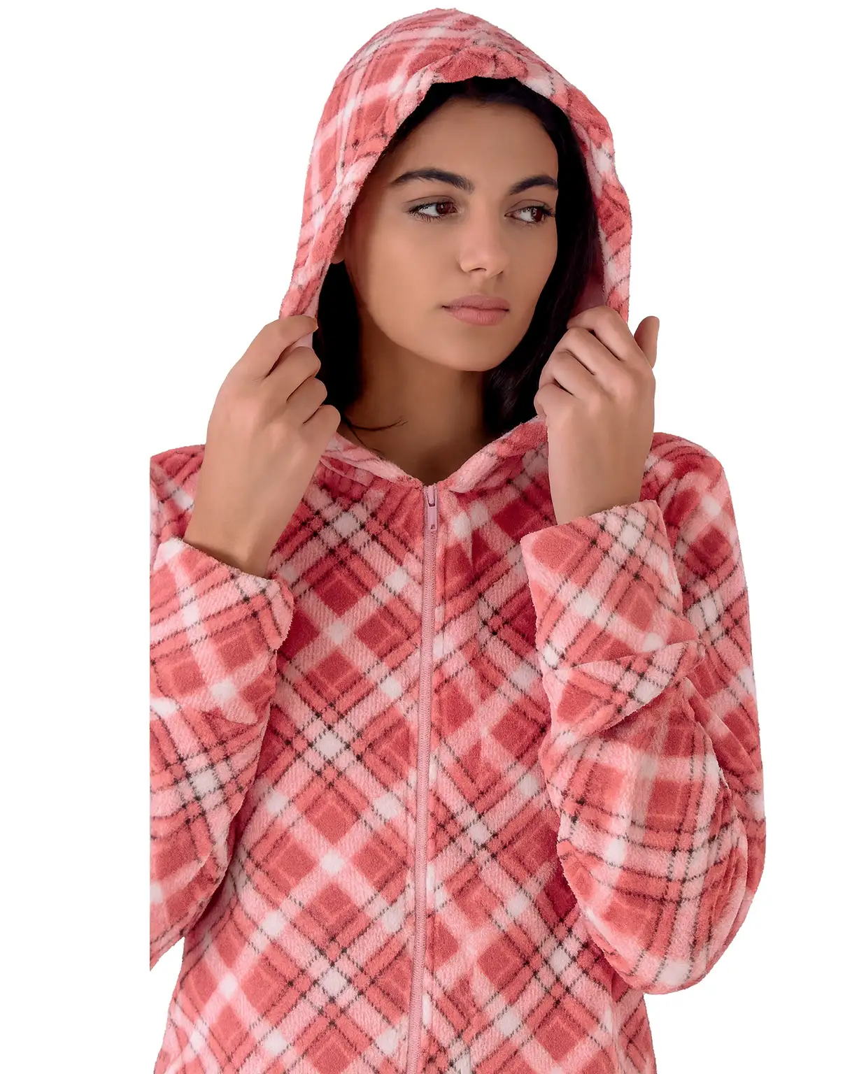 Vestaglia Donna Pile Coral con Cappuccio Pigiamiamoci - immagine 5