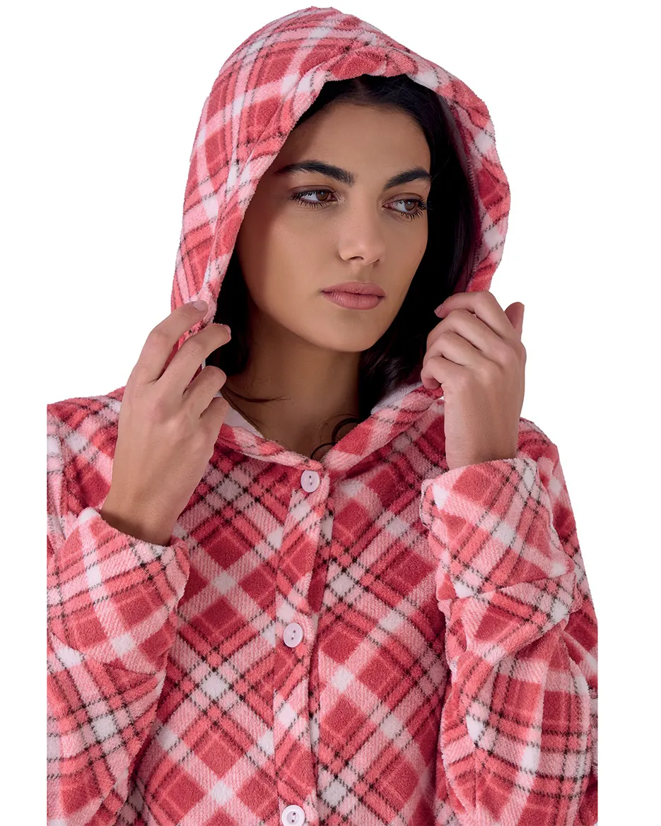 Vestaglia Donna Pile Coral con Cappuccio Pigiamiamoci - immagine 7
