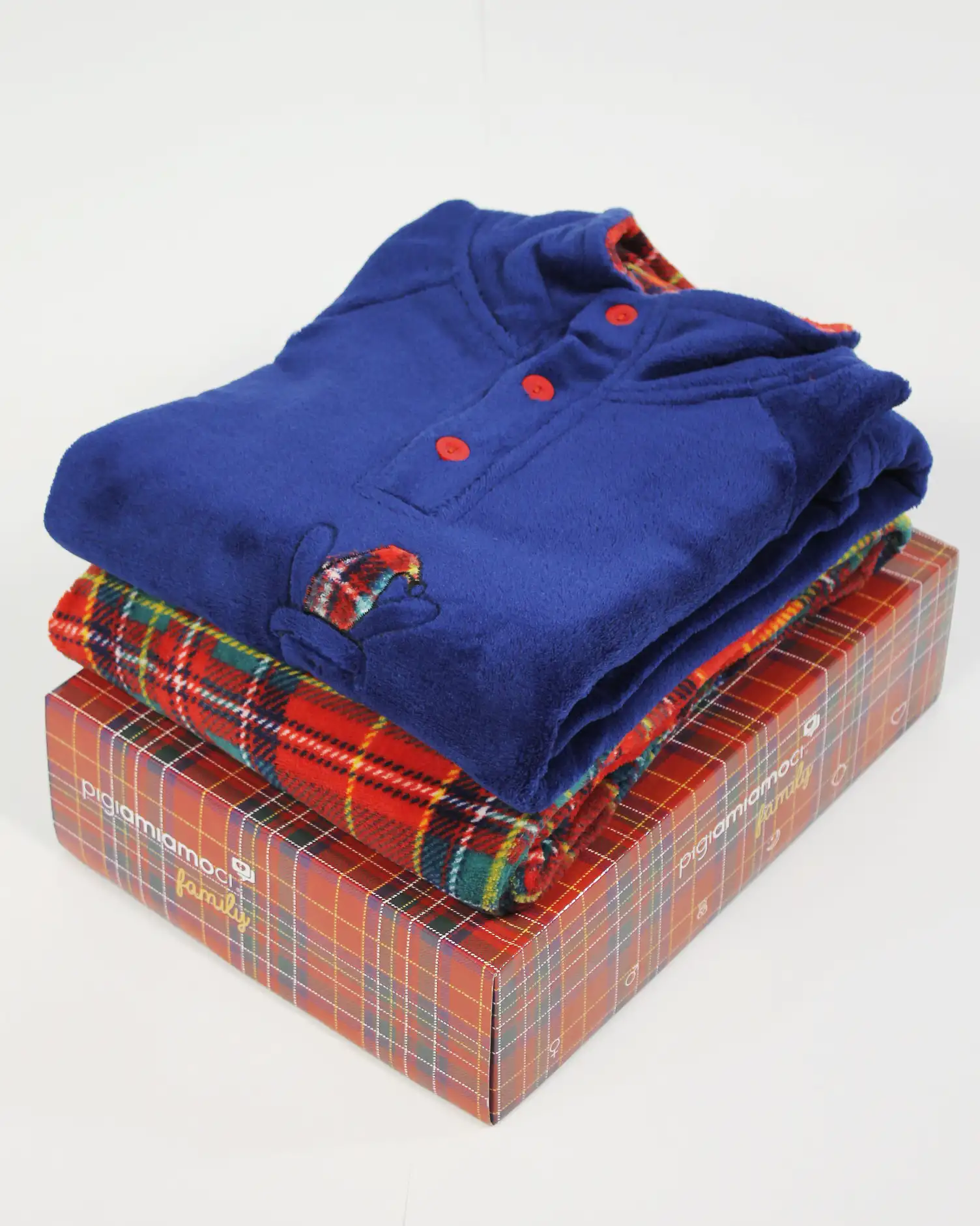 Pigiama Uomo in Pile Coral Rosso Scozzese Pigiamiamoci 663 - immagine 3