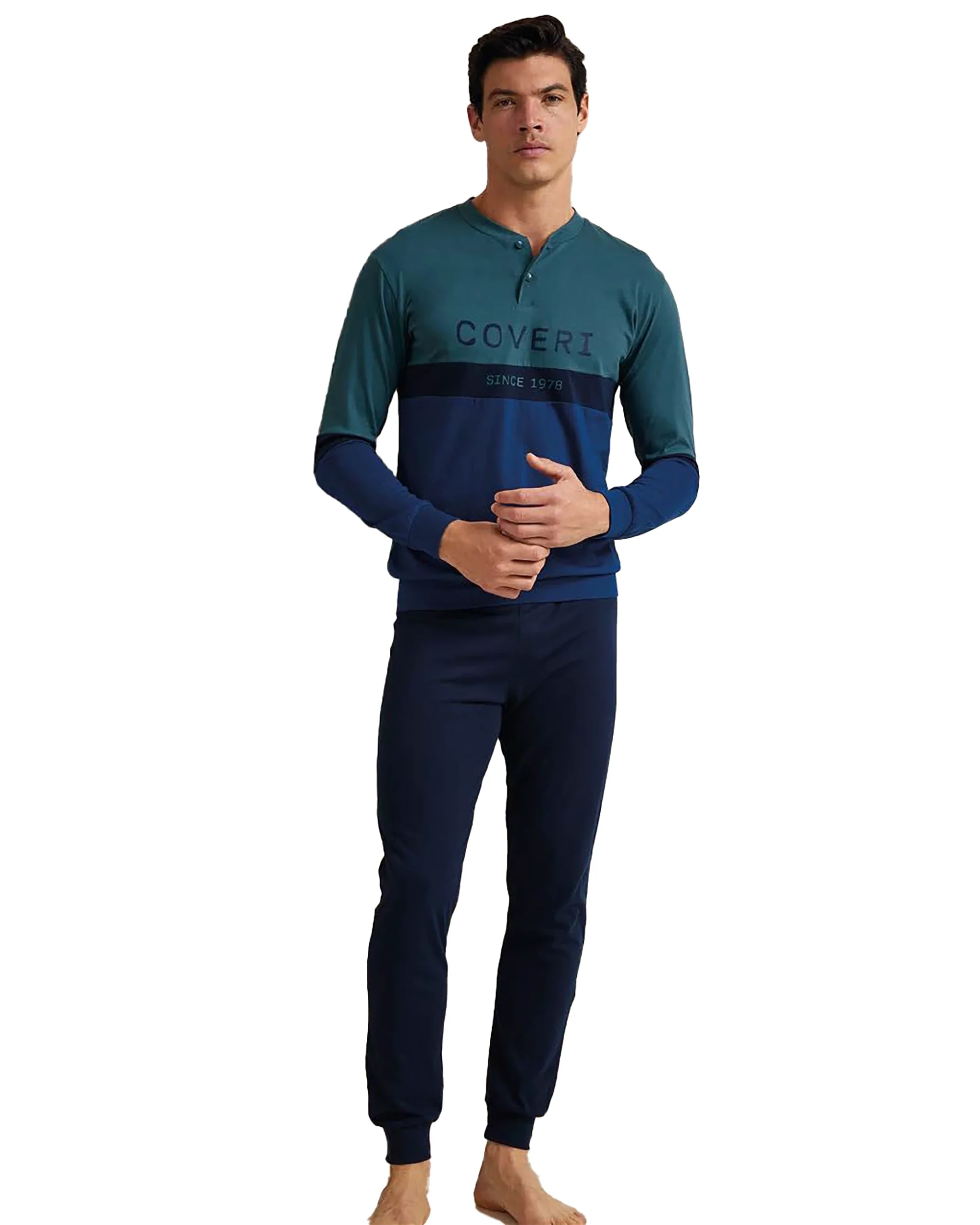 Pigiama Lungo Uomo Cotone Leggero | Enrico Coveri 1158 - immagine 3