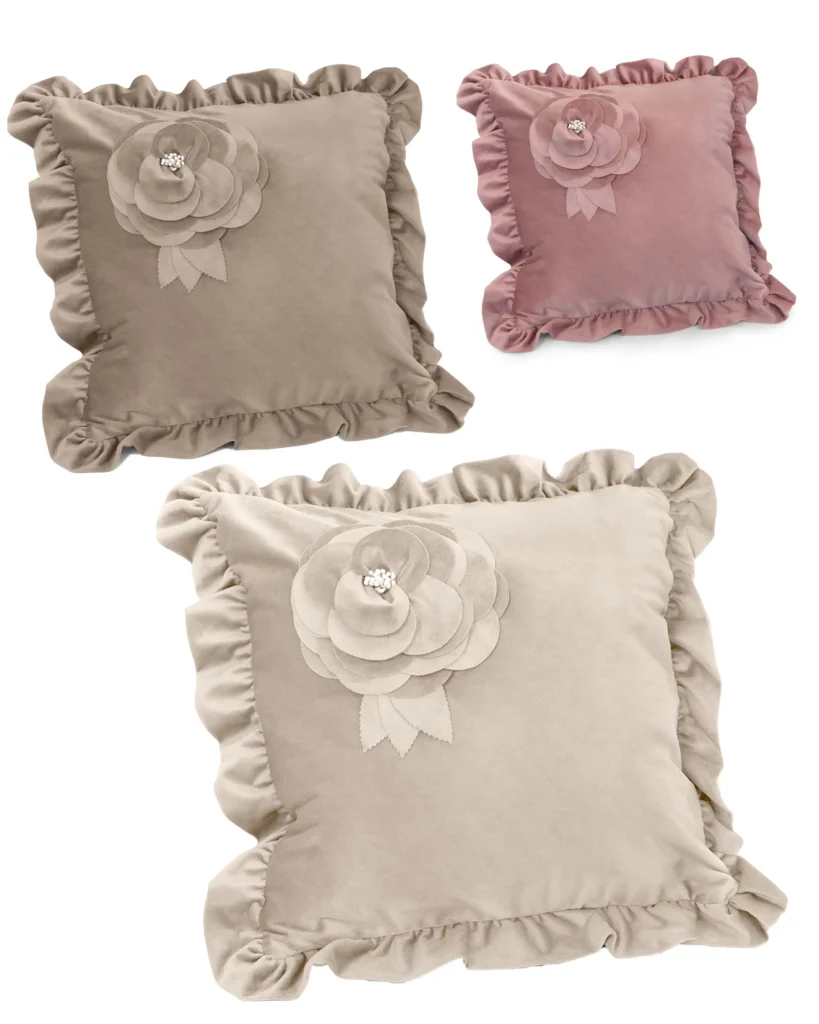 Cuscino Arredo in Velluto con Volant Lovely Shabby