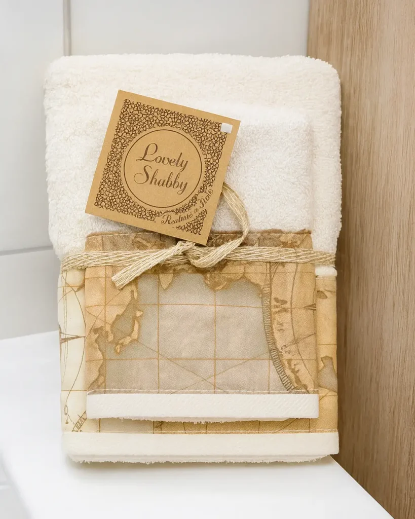 Set Asciugamani in Spugna 1+1 con balza stampata Lovely Shabby