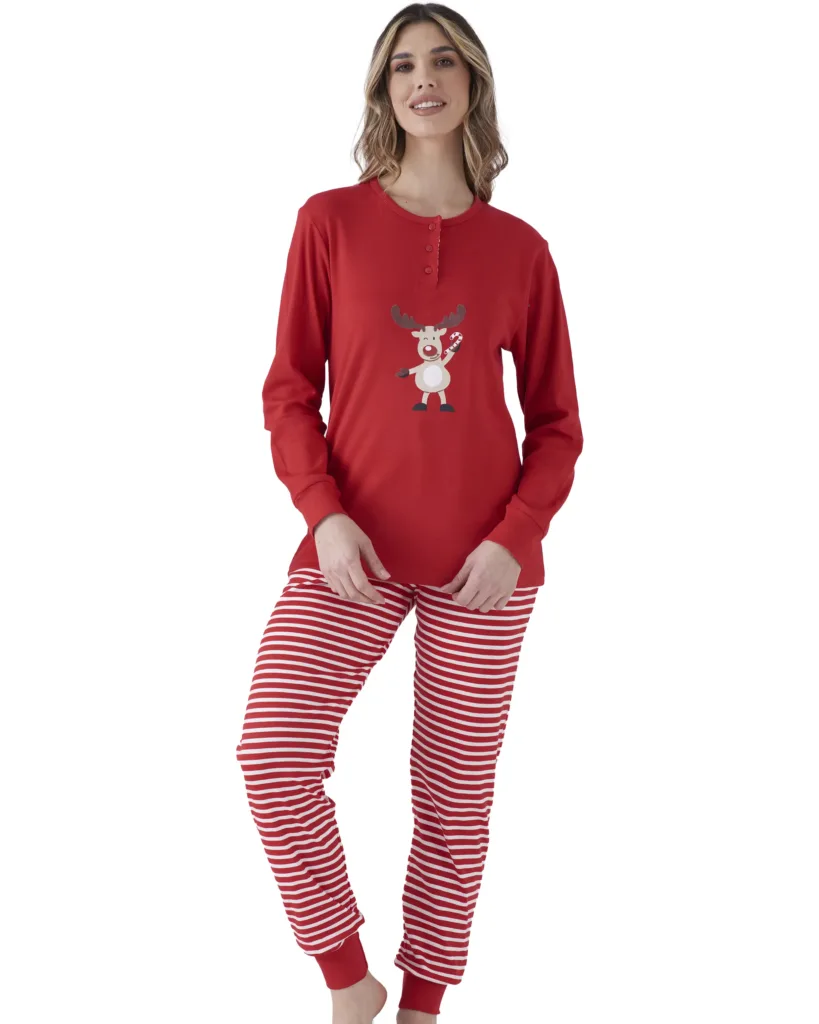 Pigiama natalizio donna caldo cotone Pigiamiamoci Renna