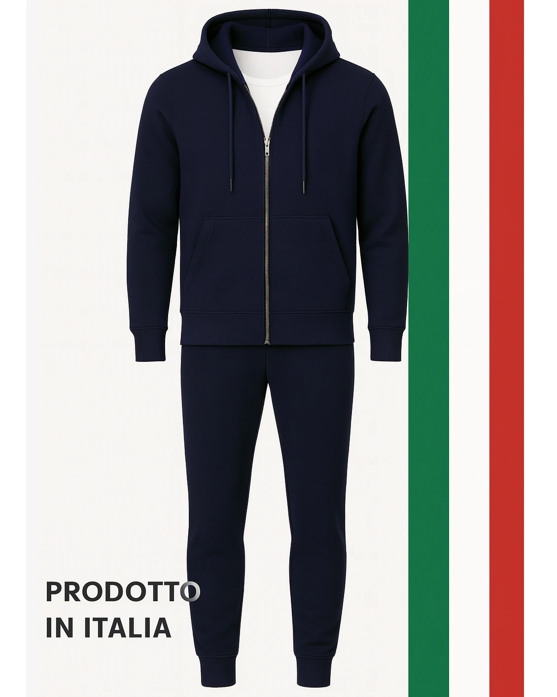 Tuta Uomo con Cappuccio in Cotone Garzato | Made in Italy - immagine 4