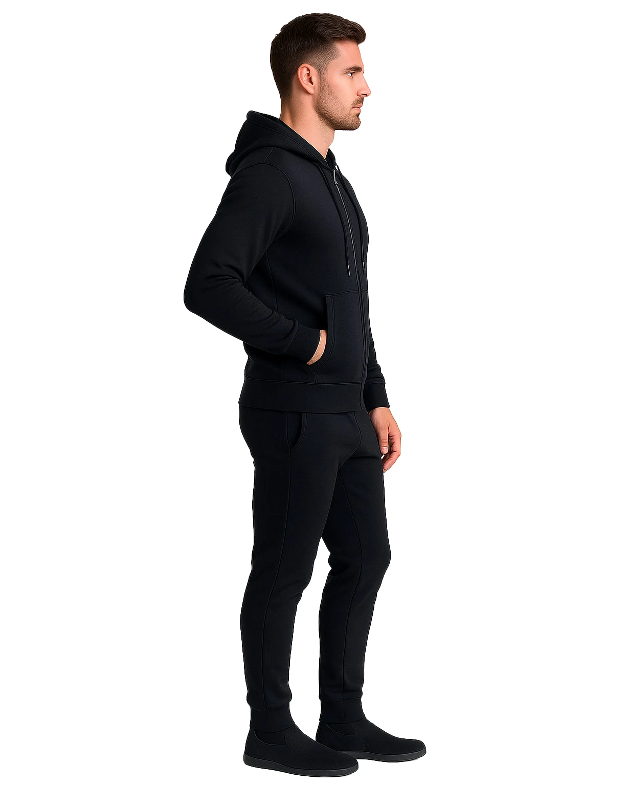 Tuta Uomo con Cappuccio in Cotone Garzato | Made in Italy - immagine 3