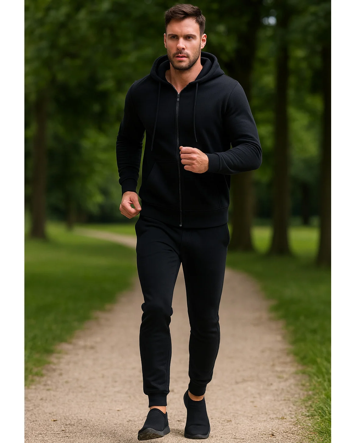 Tuta Uomo con Cappuccio in Cotone Garzato | Made in Italy - immagine 7