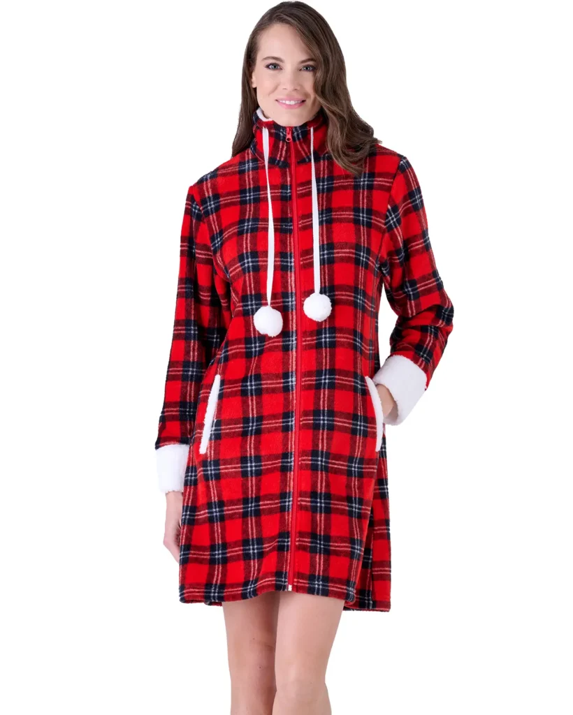 Vestaglia donna Pile Coral calda e soffice natalizia | Pigiamiamoci